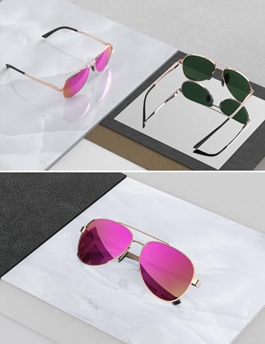 Image of LUENX Aviator Sunglasses for Women Men Polarized Lens Trendy Sun Glasses - UV 400 Protection 60MM with Accessories Driving