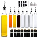 Salzesfalls 8 Pack Oil Dispenser Bottle,500ml oil dispenser Set,Clear Cruet with Pourers and Corks f