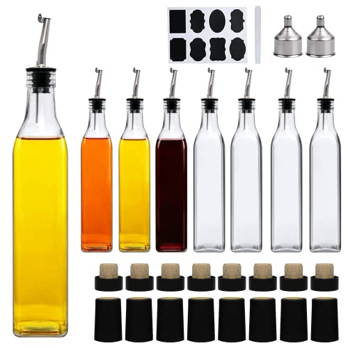 Salzesfalls 8 Pack Oil Dispenser Bottle,500Ml Oil Dispenser Set,Clear Cruet With Pourers And Corks For Kitchen #TOP5