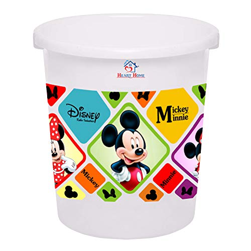 Image of Heart Home Disney Mickey Minnie Print Plastic 3 Pieces Dustbin /Garbage Bin /Waste Bin, 5 Liters (White) -HS 35 HEARTHS17784