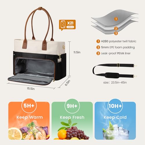 Image of LOVEVOOK 17 Inch Laptop Tote Bag for Women, Teacher Nurse Work Tote Bags with Large Cup Holder & Accordion File Area for Office, Travel, College, Computer Handbags Quilted Diaper Bag Gifts