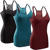GXXGE 3Pack Women's Nursing Tank Top Cami Nursing Maternity Bra Breastfeeding Shirts with Adjustable Straps Black Rosered Blue XX-Large
