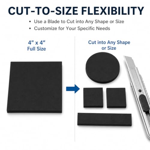 Image of Foam Padding Sheets - 1 /8 inch Thick Self Stick Neoprene Insulation Foam, 4 inch L x 4 inch W x 1 /8 inch H, 10 Pack (10, 4in X 4in X 1 /8in)