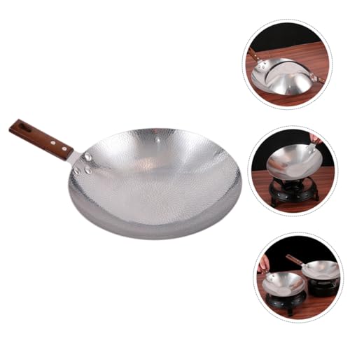 Wok de Acero Inoxidable con Mango de Madera Amosfun miniatura 4