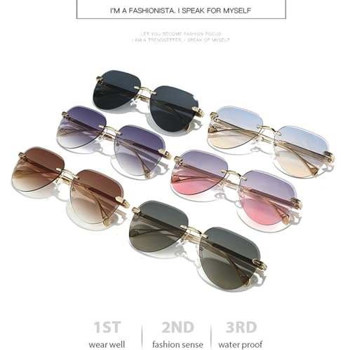 willochra Retro Rimless Pilot Sunglasses Oversized for Women Men 2025 Vintage 70s Trendy Oval Gradient Sun Glasses UV400 5