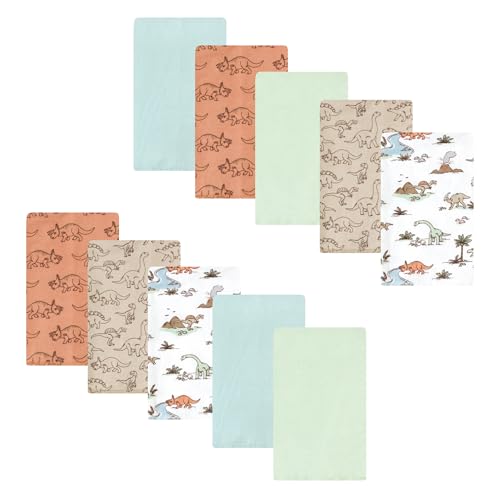 Image of Luvable Friends Hudson Baby Flannel Burp Cloths 10pk, Dino Exploration