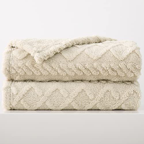 Whale Flotilla Jacquard Fuzzy Fleece Fluffy Throw Blanket For Couch Sofa(50X70 Inch), Velvet Microfiber Throw, Warm And Soft Throw Blanket For All Season, Light Gold #TOP2