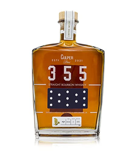 Culper Bros 355 Single Barrel Straight Bourbon - 70cl, 43% ABV, 86 Proof - Handcrafted Small-Batch American Bourbon Whiskey - Non-Chill Filtered, Bottled in the UK