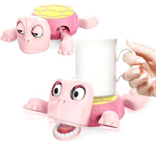 Tikapo Super Fun Gravity - Powered Turtle Coasters Sea Turtle Drink Coasters for Your Tea Coffee Table, the Cutest Cup Holder Desk Decor and Hilarious Gifts - Pink