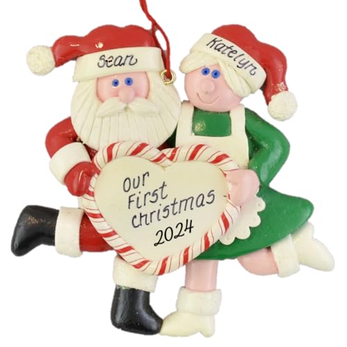 Our Wedding -1st Married Christmas Handcrafted Personalized Tree Ornament - 1st Christmas as Mr. and Mrs. -Santa and Mrs Claus - Customized to Order by Hand from Calliope Designs