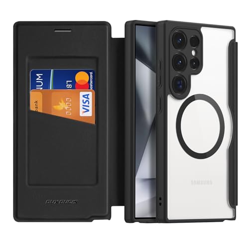 DUX DUCIS Hülle für Samsung Galaxy S24 Ultra Handyhülle mit MagSafe Transparente Anti-Kratzer Leder Flip Klapphülle mit ...