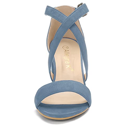 Allegra K Women's Crisscross Ankle Strap Block Heel Sandals2