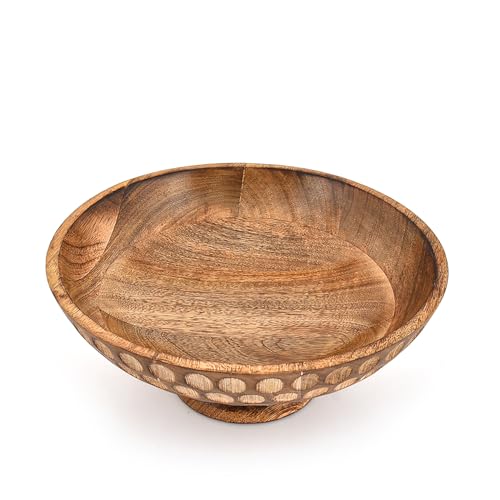 BHAVATU Decorative Bowl Mango Wood Decorative Pedestal Bowl for Home