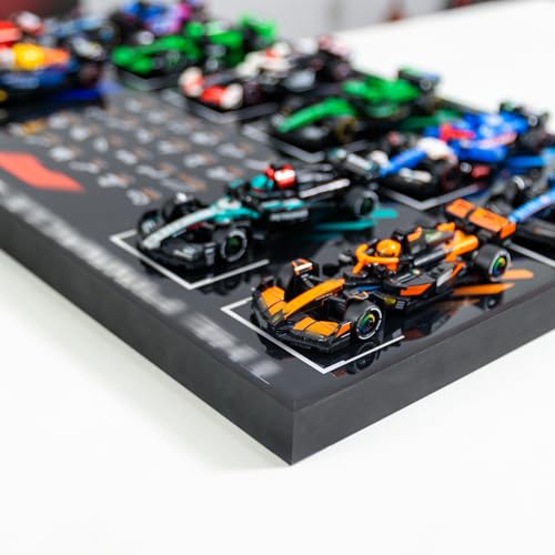 Image of Display Wallboard with RGB LED Lights Compatible with Lego Speed Champions F1 66802 10-in-1 Collector's Pack, 20 Color&22 Lighting Modes, Wall Mount Collectible F1 Model Car Kit