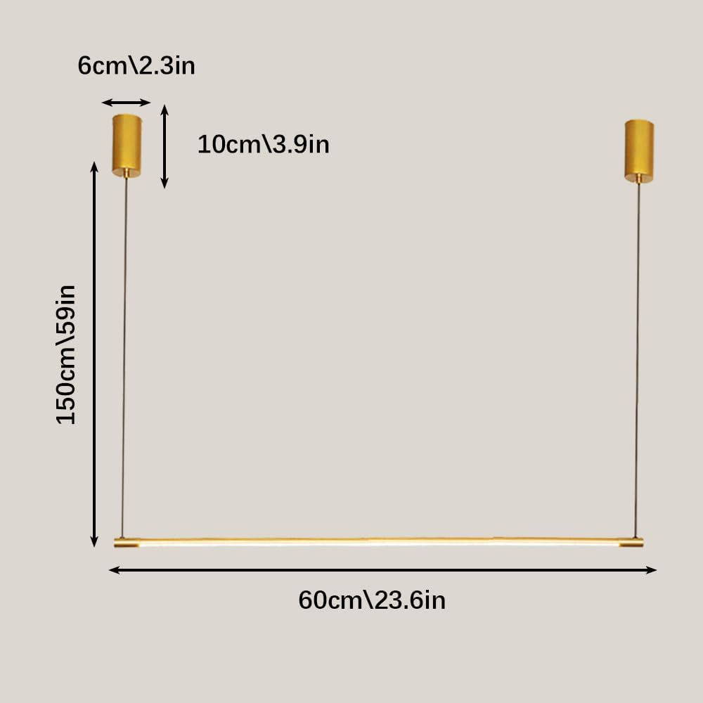 Suspension À Tube Long Ultra Fin, Lustre Linéaire En Alumiavec Abat-Jour En Silicone, Suspension À Led Moderne, Éclairage Décoratif De Restaurant Minimaliste Luminaires Suspendus 23,6"/D/Three