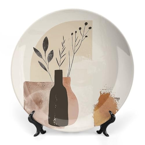 Plato decorativo de porcelana Beige y Marrón 7 pulg miniatura 1