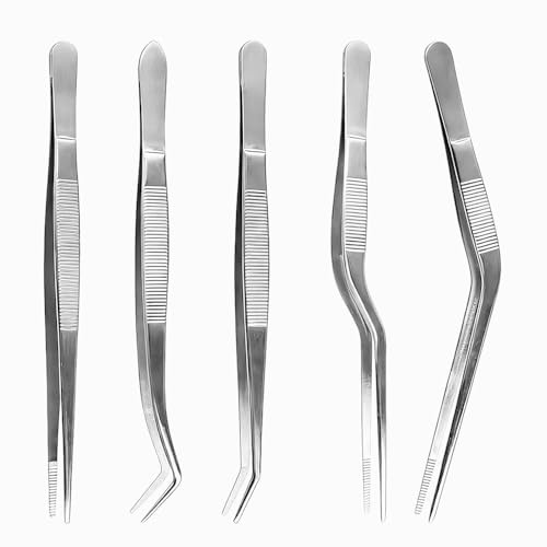 5 Pièces Pince Cuisine Inox, Pince de Cuisine, Pinces Precision Cuisines Outil, Pincecuisine Acier Inoxydable, pour Cuisiner Griller Cuire Pincearrêter...