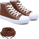 Brown High Top Sneakers for Women, Canvas High Tops Shoes Women's with Extra Hightop Sneaker Laces, Brown, Size 11