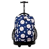J World New York Sunny Rolling Backpack for School & Travel, 17 inch