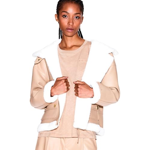 Armani Exchange Women's Cozy Shearling Jacket, Sound Sand, Medium by Armani Exchange - Used condition - Image 4