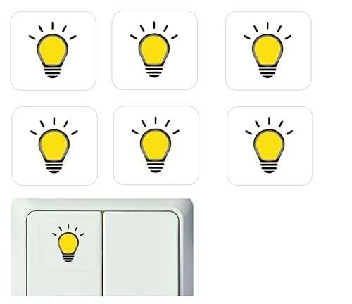 Generisch 6 Stück Licht Symbol Aufkleber (R15/1) (12 x 12 mm) - Gelb, Kunststoff, Minimalistisch, Sticker, Aufkleber - Elektrizität, Outdoor