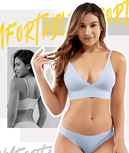 Livona 3 Pack Comfort Bra For Women- Padded Sports Bralette, Sexy V-Neck Wireless Everyday Bra, Crop Cami Plunge Bra S-Xxl #TOP2