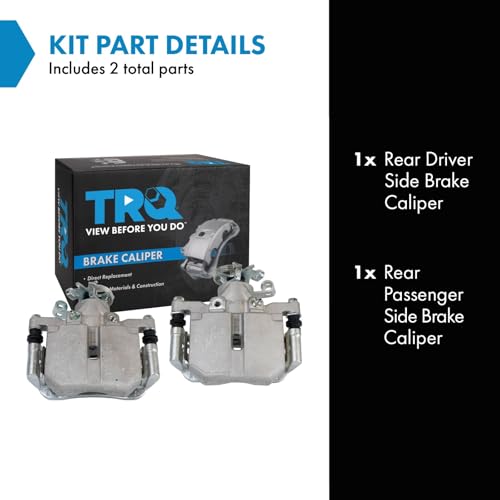 Image of TRQ Rear Brake Caliper Set Zinc Coated Brackets Hardware Compatible with 2006-2011 Buick Lucerne 2006-2011 Cadillac DTS