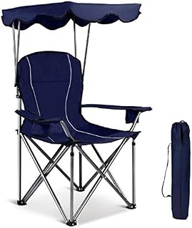 Gymax Canopy Chair, Portable Folding Beach Pool Chair Lawn Chair with Canopy Two