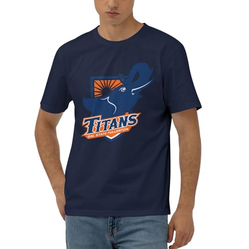 Cal State Fullerton Titans T-Shirt Men's Classic Basic Homecoming Basic Spring Short Sleeve Tops Navy Blue