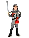 122/134 (7/9 Jahre) KULTFAKTOR GmbH Kleiner Ritter Kinderkostüm Mittelalter Silber-rot-schwarz 122/134 (7-9 Jahre)