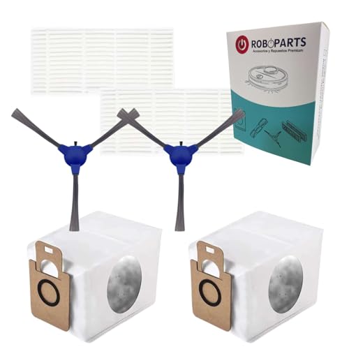 Roboparts® Recambios compatibles con Cecotec Conga Y60. Lote de Cepillos Laterales, Filtros Hepa y Bolsas de Vaciado para Robot Aspirador