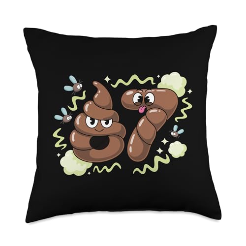 67 Funny Six Seven Meme Poop Gross Gen Alpha Slang Kids Throw Pillow