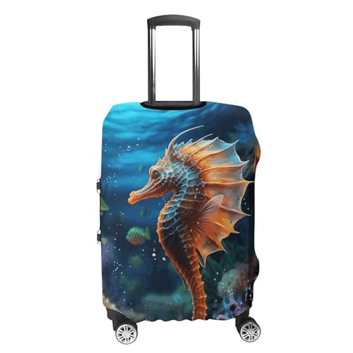 Ocean Seahorse Elastic Luggage Cover Suitcase Protector for 19-32 Inch Suitcases | Universal Stretchable Travel Bag Cover | Anti-Scratch, Washable with Zipper Closure L4