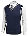 COOFANDY Men's V Neck Pullover Sweater Sleeveless Slim Fit Casual Knitted Sweater Vest, Navy Blue, Medium