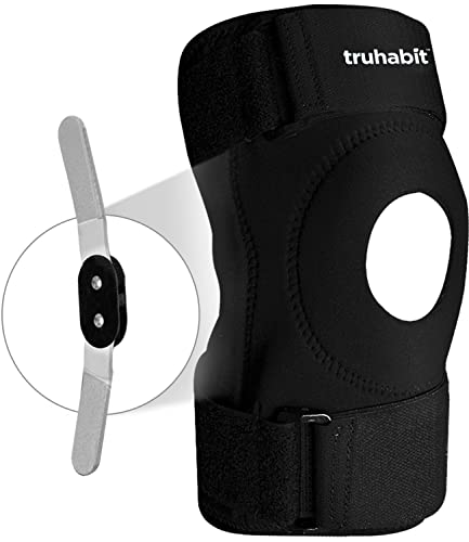 TruHabit Greencure Hinged Knee Brace for Knee Pain - Open Patella Knee Support for Men & Women, Free Size Hinged Knee Brace for Ligament Tear, Hinged Knee Support with Triple Band Strapping (1 Unit)