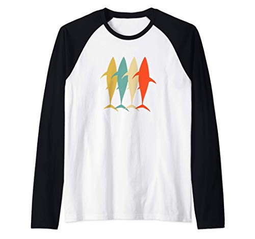 Shark vintage retro Gift idea for men women cool cute Maglia con Maniche Raglan