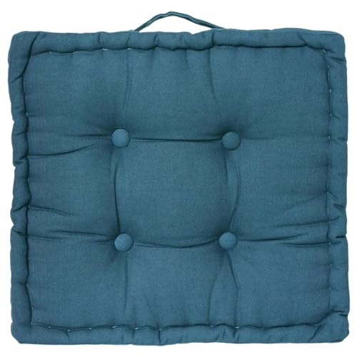 TIENDA EURASIA - Cojines para Sillas de Terraza | Cojín de Suelo Acolchado de Algodón con Asa | Medida 40 x 40 x 8 cm | Ideal para Sillas, Bancos, Palets, Suelo. (Azul)