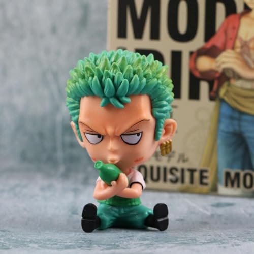 Image of Awestuffs Zoro Polyvinyl Chloride Action Figure Limited Edition (Zoro With Bottle),Green-Black,5 X 4 cm