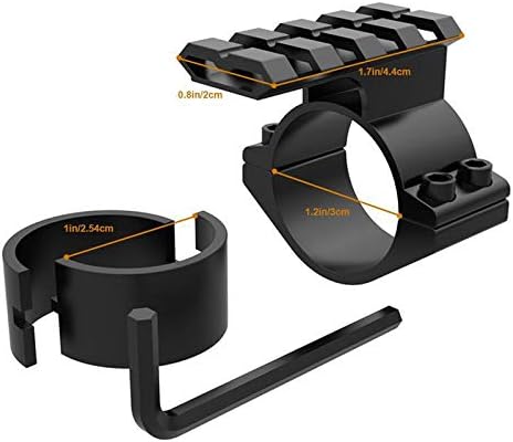 Miniatura 4 de Ulightfire Anillo de montaje de 25,41.181 in de diámetro con riel de montaje de alcance Picatinny de extensión