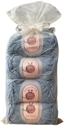 Thoughtful Stitch Cotton Yarn Dishcloth Craft Yarn for Crochet 4-Pack 50g Yarn for Knitting Cotton Yarn for Crochet, Knit, DIY Projects, Dishcloths Soft and Durable Cotton (Milky Blue)