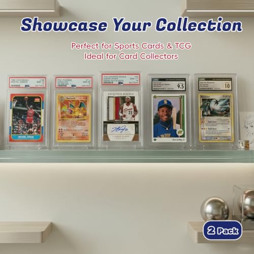 Image of PSA Slab Display Case 2 Pack, Thick Acrylic Case for PSA & CGC Graded Cards | 1-inch Thick Acrylic Case with Magnetic Lid, Crystal-Clear Display and Rounded Corners, fits PSA & CGC Graded Cards