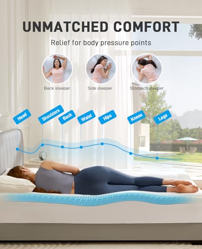 PERLECARE King Mattress Topper, 4 Inch Dual Layer Mattress Topper King for Pressure Relief, 2.5 Inch Cooling Egg Crate Gel Memory Foam Plus 1.5 Inch Pillow Top Cover, Medium Firm with Deep Pocket — view 4