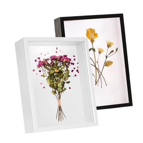 2 Cornici 3D per Riempire A4, Porta Ricordi Profondo: Foto, Bouquet, Disegni, Souvenir, Creazioni Artigianali, Medaglie (29.7x21 cm, Bianco)