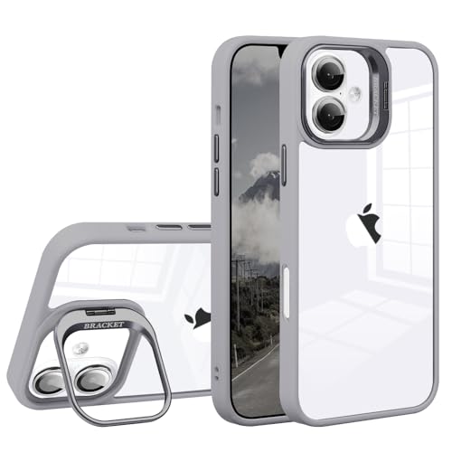 JOOBOY スマホケース 対応 iPhone 17 クリアケース 透明 レンズスタンド付き スタンド機能 レンズカバー付き PC背面+TPUバンパー おしゃれ
