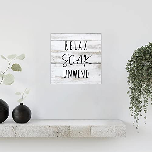 Panneau mural en bois Relax Soak Unwind pour sdb chaleureuse