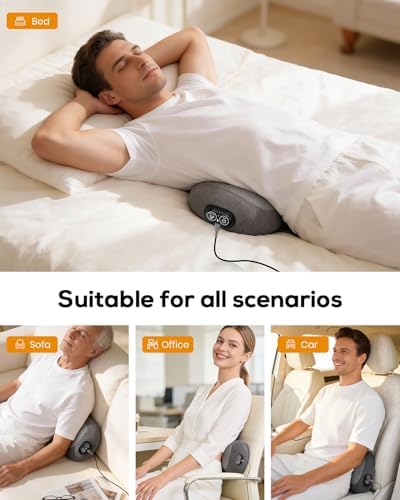 3 in 1 Lower Back Massager, Triple Fusion Back Massager with Heat, Vibration and Stretch, Lumbar Support Pillow with Ergonomic Memory Foam for Bed and Chair (Black) — view 6