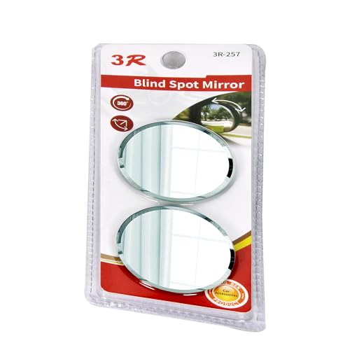 Image of 3R Blind Spot Mirror for Cars | 360 Adjustable Wide Angle Convex HD Glass | Eliminates Blind Spots | Strong Adhesive Stick-On | Side Mirror Accessory (2 Pcs Set)