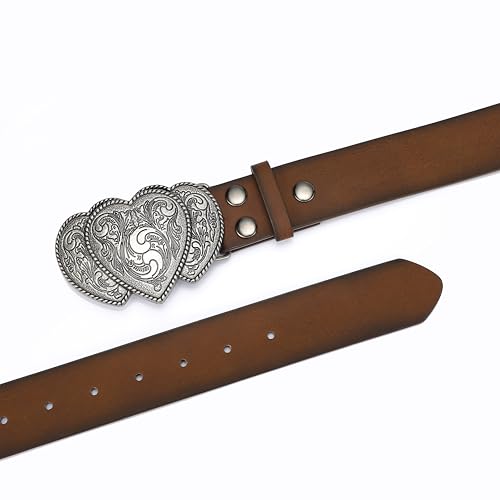 Women Western Leather Belt Ladies Cowgirl Leather Belt Vintage Medieval Heart Buckle Belt3