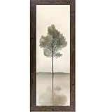 Standing Quietly Framed Wall Art – Minimalist Tree Landscape Decor, Slim Vertical Neutral Nature Artwork (8x20, 10x26, 12x28, 14x40) (Natural Brown Framed, 8 x 20 Inches)