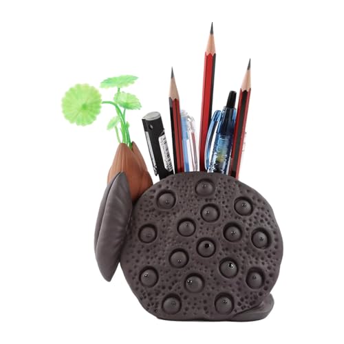 Penholder Bureau Rétro Noir 12,5 cm | Boîte de Rangement Style Chinois